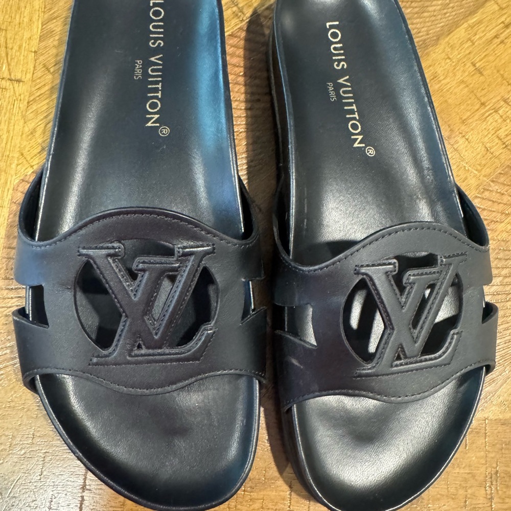 Louis Vuitton Black Logo Sandals